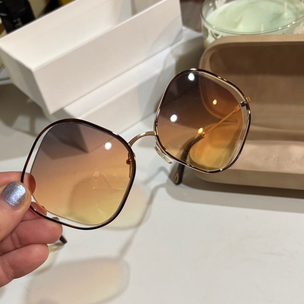 Chloe Brown Gradient Oversized Sunglasses